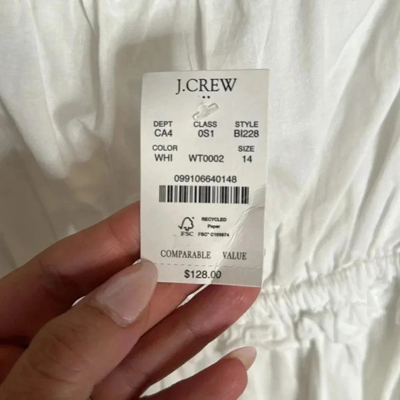 NWT J Crew Factory Maxi Dress Cotton White Size 14 - Picture 3 of 12